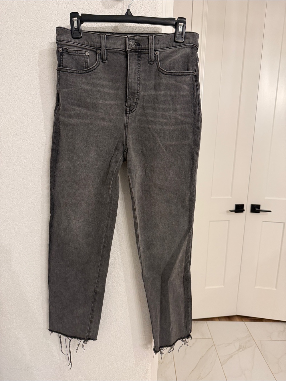 Madewell Washed Gray High-Rise Cropped Jeans